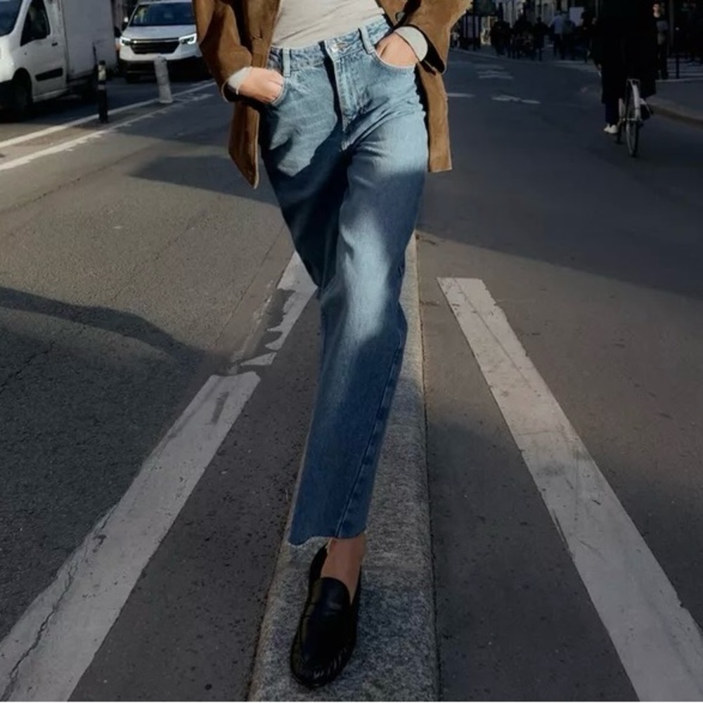 Zara Hi-Rise Slim Straight Leg Jeans